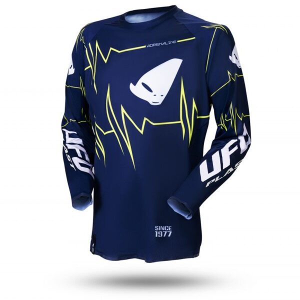 Koszulka SLIM Adrenaline CROSS Kolor Niebieski Żółty FLUO Rozmiar L – OFERTA Specjalna | UFO