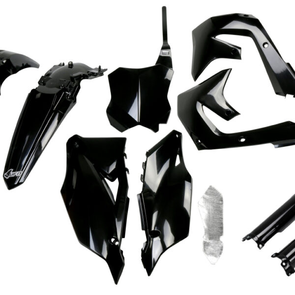 Komplet Plastików z Osłonami Teleskopów Kawasaki KXF 250 ’21-24, KXF 450 ’19-23 Kolor CZARNY | UFO