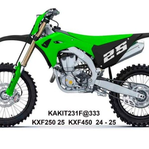 Komplet Plastików z Osłonami Teleskopów Kawasaki KXF 250 ’25, KXF 450’24-’26, KX 450X ’24-’26 Kolor Zielony / CZARNY | UFO