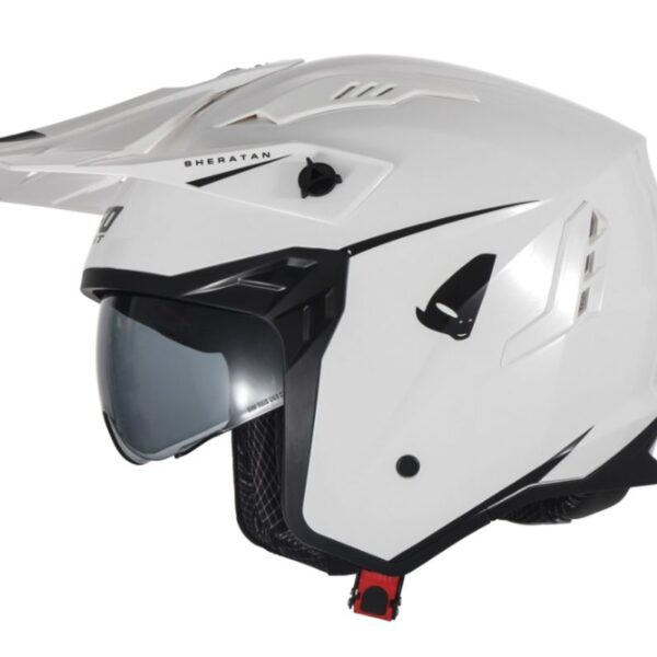 Kask Sheratan JET / TRIAL z Blendą Przeciwsłoneczną Kolor Biały Rozmiar S ( ECE 22R06 ) | UFO