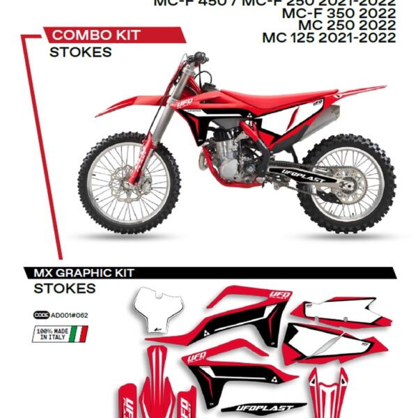 Komplet Naklejek (Oklein) GAS GAS MC 125 ’21-’22; MC 250 ’22; MCF 250/350/450 ’21-’22 Stokes Kolor Czerwony – | UFO