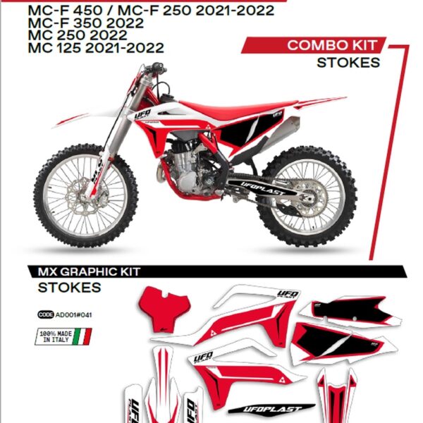 Komplet Naklejek (Oklein) GAS GAS MC 125 ’21-’22; MC 250 ’22; MCF 250/350/450 ’21-’22 Stokes Kolor Biały – | UFO