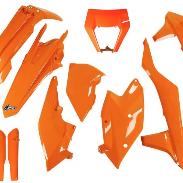 Komplet Plastików z Osłonami Teleskopów KTM EXC/EXC-F TPI ’17-’19 z Osłoną LAMPY Kolor Pomarańczowy (KT523E127) | UFO