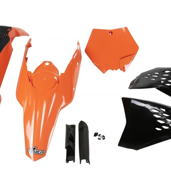 Komplet Plastików z Osłonami Teleskopów KTM SX/SX-F ’07-’10 Kolor OEM (Pomarańczowy/Czarny) (KT506E999) | UFO
