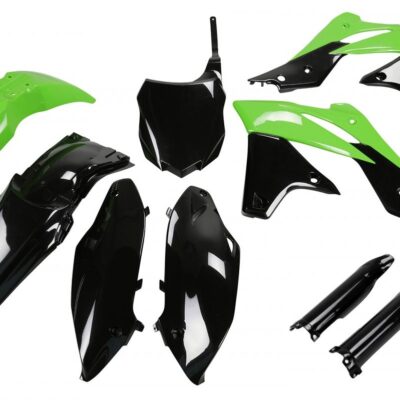 Komplet Plastików z Osłonami Teleskopów Kawasaki KXF 250 '13-'16, Kolor OEM '13, (Zielony/Czarny) (KA219E999)