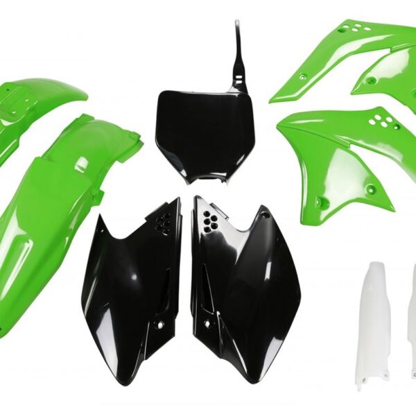 Komplet Plastików z Osłonami Teleskopów Kawasaki KXF 250 ’08 Kolor OEM (Zielony/Czarny) (KA210E999) | UFO
