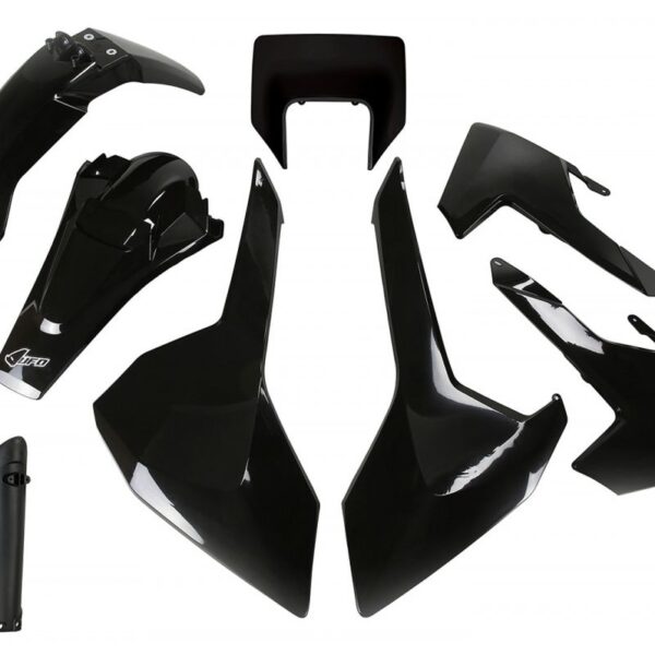 Komplet Plastików z Osłonami Teleskopów Husqvarna TX/TE/Fe ’17-’19 z Osłoną Lampy Kolor Czarny (Hu621E001) | UFO