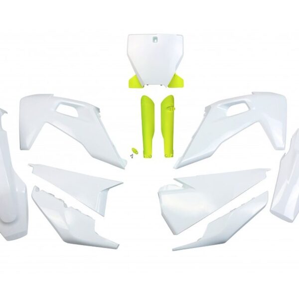 Komplet Plastików z Osłonami Teleskopów Husqvarna TC 125/250 ’19-’22, FC 250/350/450 ’19-’22 Kolor OEM (Biały) (Hu622E999) | UFO