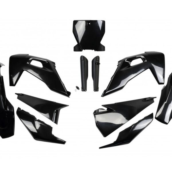 Komplet Plastików z Osłonami Teleskopów Husqvarna TC 125/250 ’19-’22, FC 250/350/450 ’19-’22 Kolor Czarny (Hu622E001) | UFO