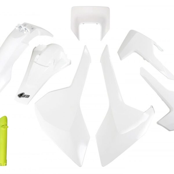 Komplet Plastików z Osłonami Teleskopów Husqvarna TX/TE/Fe ’17-’19 z Osłoną Lampy Kolor OEM (Biały) (Hu621E999W) | UFO