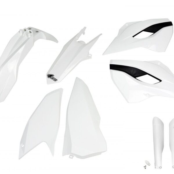 Komplet Plastików z Osłonami Teleskopów Husqvarna TE/FE 125/250/300/350/450 ’15-’16 Kolor Biały (Hu615E041) | UFO