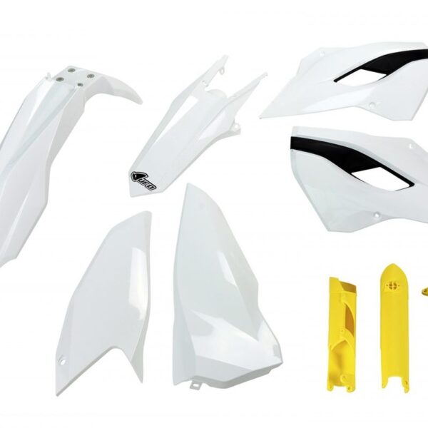 Komplet Plastików z Osłonami Teleskopów Husqvarna TE/FE 125/250/300/350/450 ’14 Kolor OEM (Biały) (Hu614E999) | UFO