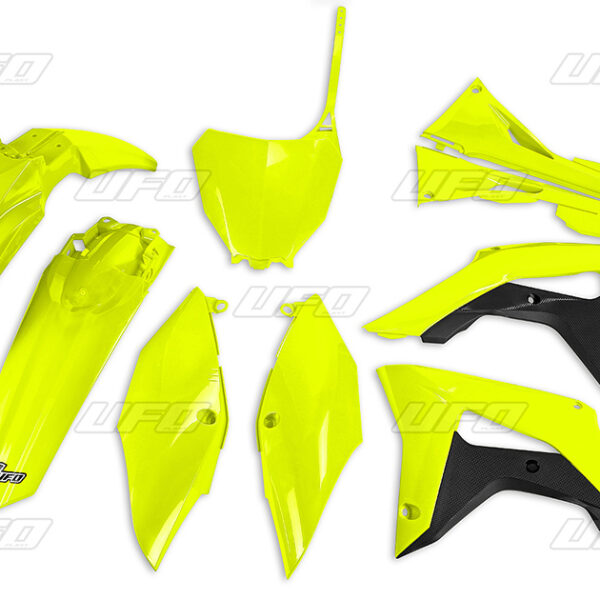 Komplet Plastików Honda CRF 250R ’18-’21, CRF 450R ’17-’20 z Osłonami Filtra Powietrza Kolor Żółty Fluo (HO123DFLU) | UFO