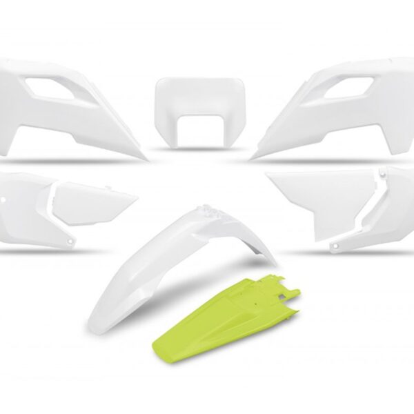 Komplet Plastików Husqvarna TE 150 / 250 / 300 ’24-’25, FE 250 / 350 / 450 / 501 ’24-’25, Kolor OEM Biały Żółty | UFO