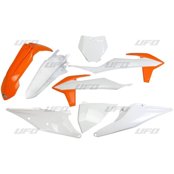 Komplet Plastików KTM SX 125/150/250 ’19-’22, SXF (SX-F) 250/350/450 ’19-’22 Kolor OEM ’21 (Biały/Pomarańczowy) | UFO