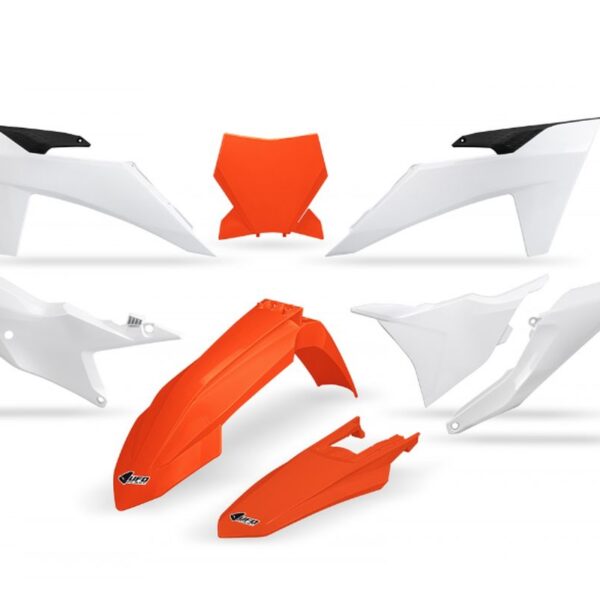 Komplet Plastików KTM SX 125 / 250 / 300 TBI ’23-’24, SX-F 250 / 350 / 450 ’23-’24 Kolor OEM (Pomarańczowy/Biały) | UFO