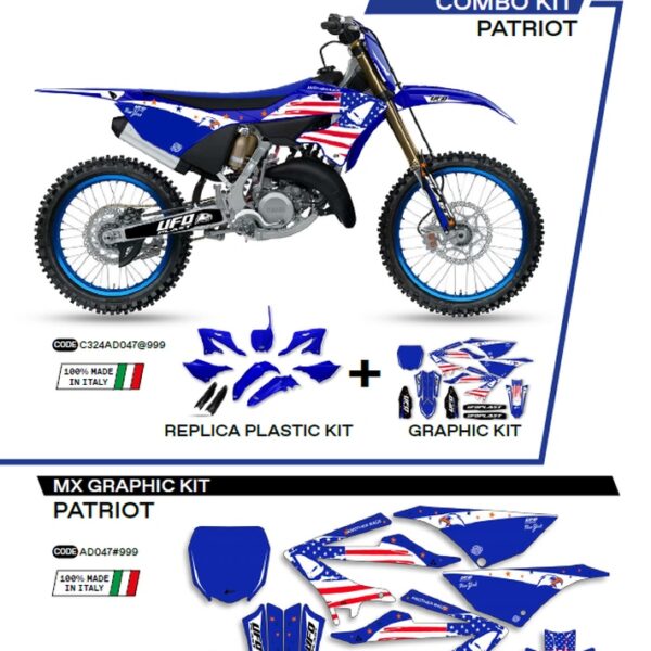 Komplet Plastików YAKIT324999 PLUS Komplet Naklejek (OKLEIN) Yamaha YZ 125/250 ’22 w Zestawie Przednia Tablica (YA04860) ORAZ Osłony Amortyzatorów (YA04814) Patriot Kolor OEM (Biały/Niebieski) – | UFO