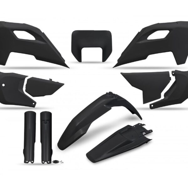 Komplet Plastików z Osłonami Teleskopów Husqvarna TE 150 / 250 / 300 ’24-’25, FE 250 / 350 / 450 / 501 ’24-’25 Kolor Czarny | UFO