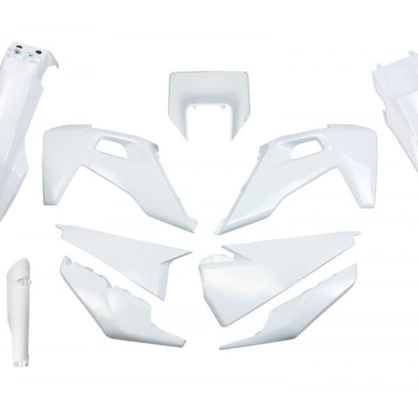 Komplet Plastików z Osłonami Teleskopów Husqvarna TX / TE 125 / 150 / 250 / 300 ’20-’22, FE 250 / 350 / 450 / 501 ’20-’23 Kolor Biały | UFO