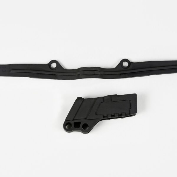 Komplet Ślizg (KA03703001) + Prowadnica (KA03750001) Łańcucha Kawasaki KX 125/250 ’03-’17 Kolor CZARNY | UFO