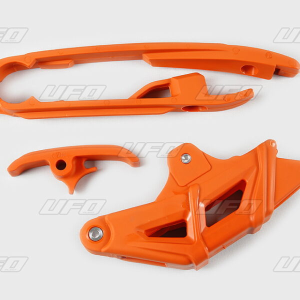Komplet Ślizg (Mały i Duży) + Prowadnica Łańcucha KTM SX/SX-F ’16-’21 ( z Wyjątkiem SX 250 ’16) Kolor Pomarańczowy | UFO