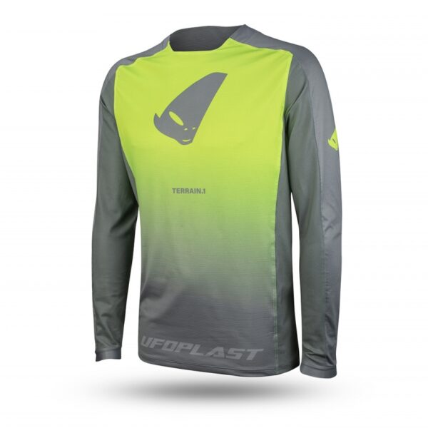Koszulka Rowerowa MTB / E-Bike Terrain LV1 Jersey Made IN Italy (Długi Rękaw) Kolor Szary/Zółty Fluo Rozmiar XL – Kolekcja 2025/2026 | UFO