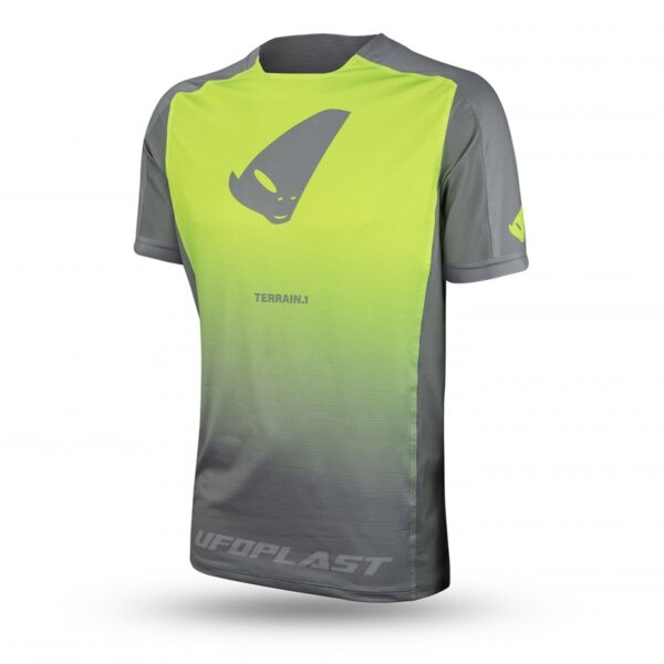 Koszulka Rowerowa MTB / E-Bike Terrain SV1 Jersey Made IN Italy (Krótki Rękaw) Kolor Szary/Zółty Fluo Rozmiar M – Kolekcja 2025/2026 | UFO