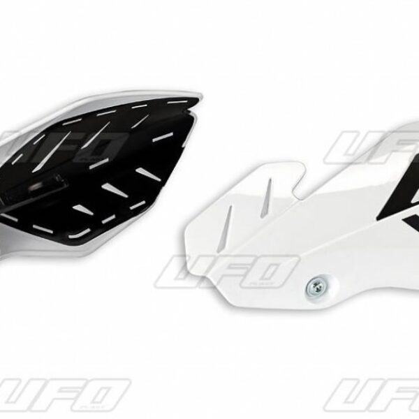 Osłony RĄK (HANDBARY) FLAME KTM SX 125 ’14-’15, EXC 125 ’14-’16, Kolor Biały/Czarny (Z Mocowaniami) – Zastąpiony PRZEZ PM01652041 + PM01678 | UFO