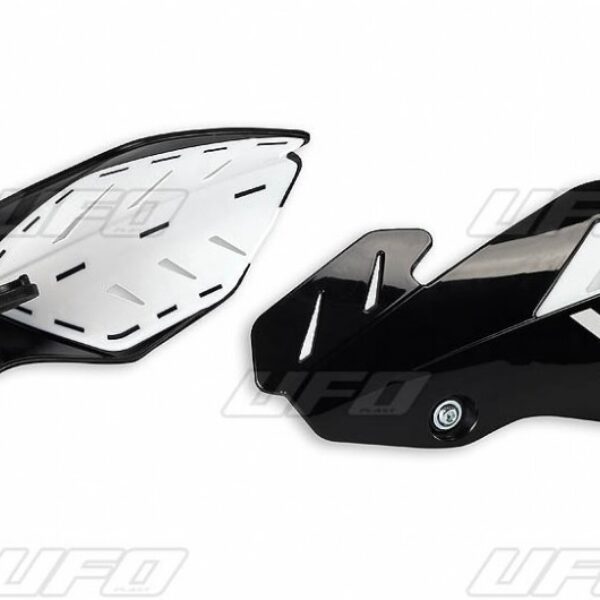 Osłony Rąk (Handbary) Flame KTM SX 125 ’16, SX 250 ’14-’16, EXC 250/300 ’14-’16, SX-F/EXCF ’14-’16, Kolor Czarny/Biały (z Mocowaniami) – Zastąpiony przez PM01652001 + PM01678 | UFO