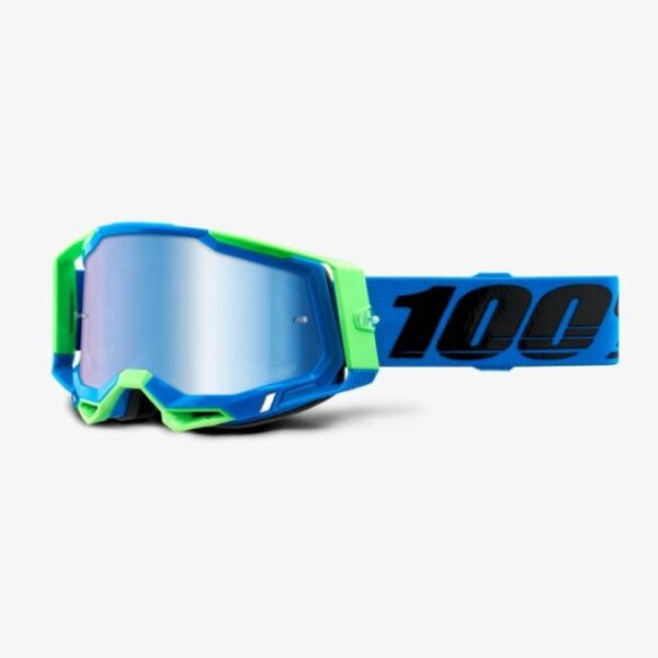 GOGLE Racecraft 2 Fremont – MIRROR BLUE LENS – Kolor Niebieski/Zielony SZYBKA Niebieskie LUSTRO | 100 Procent