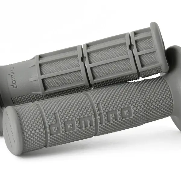 DOMINO MANETKI (GRIPY) OFF ROAD JEDNOSKŁADNIKOWE ULTRA SOFT (22+25MM, DŁ.120/123M) BEZ OTWORU KOLOR SZARY | emotoshop24