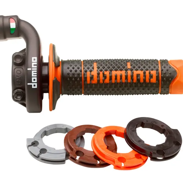 DOMINO ROLGAZ KOMPLETNY Z MANETKAMI OFF ROAD KTM/HUSQVARNA/GASGAS 4T (CZARNA OBUDOWA) KOLOR CZARNY/POMARAŃCZOWY | emotoshop24