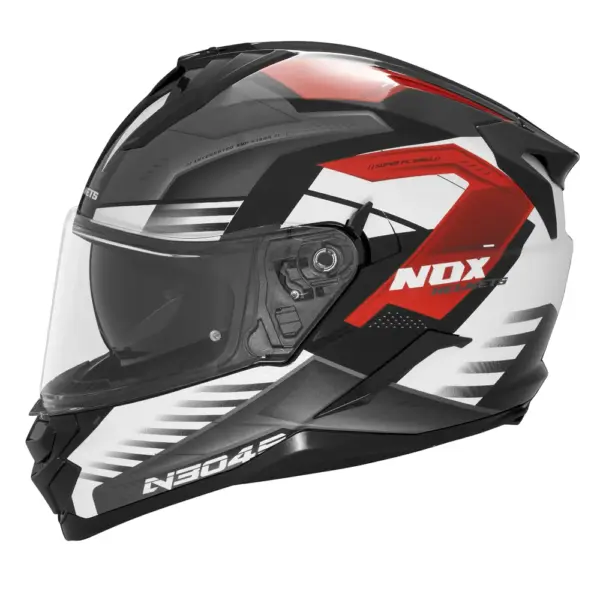 NOX PROMOCJA KASK INTEGRALNY (FULL FACE) Z BLENDĄ N304S CARVER KOLOR CZARNY/BIAŁY/CZERWONY ROZMIAR L | emotoshop24