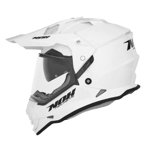 NOX KASK OFFROAD / TRAIL DUOSPORT (DUAL) N312 SOLID Z SZYBKĄ I BLENDĄ KOLOR BIAŁY POŁYSK ROZMIAR S | emotoshop24