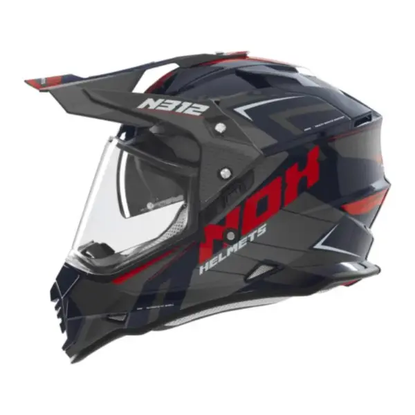 NOX PROMOCJA KASK OFFROAD / TRAIL DUOSPORT (DUAL) N312 VAPOR Z SZYBKĄ I BLENDĄ KOLOR NIEBIESKI/CZARNY/CZERWONY ROZMIAR S | emotoshop24