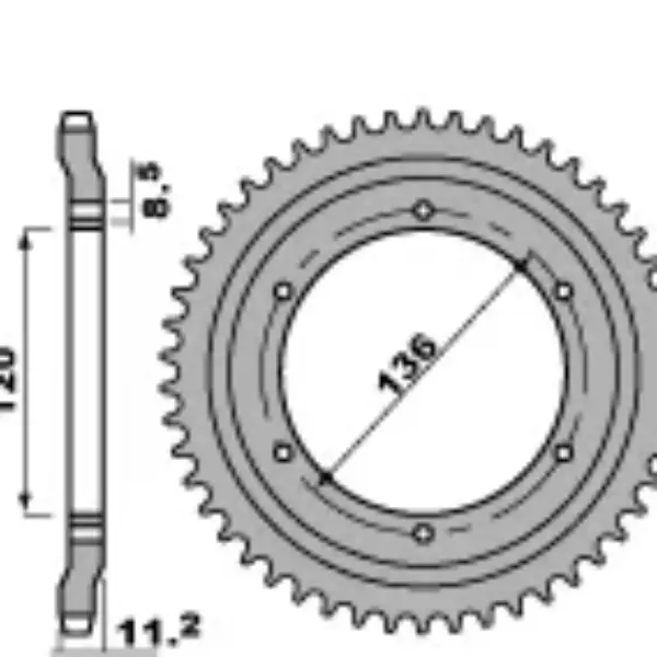PBR WYPRZEDAZ ZĘBATKA TYLNA 827 47 F YAMAHA TZR 125R (91) (ŁAŃC. 428) (MADE IN ITALY) | emotoshop24