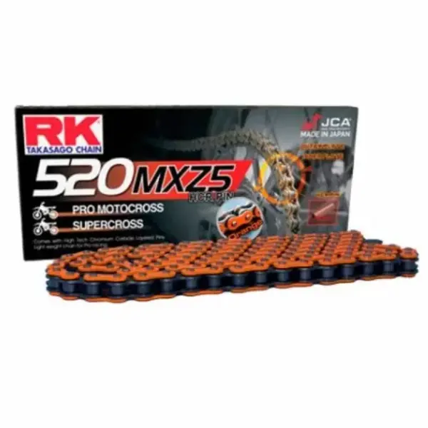 RK ŁAŃCUCH NAPĘDOWY (MOTOCROSS) 520MXZ5-120 ZAPINKA (CL) W ZESTAWIE KOLOR POMARAŃCZOWY (POJEMNOŚĆ: DO 500 CCM) (37,8 KN) | emotoshop24