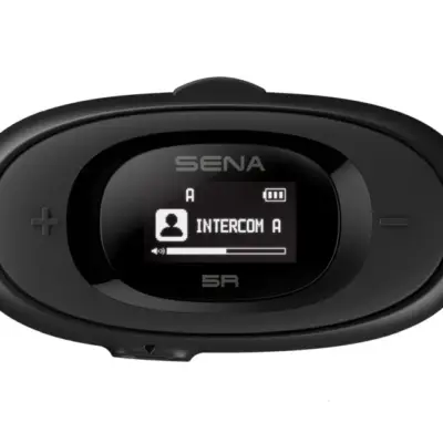 SENA INTERKOM MOTOCYKLOWY 5R BLUETOOTH 5.1 DO 700M Z WYŚWIETLACZEM LCD, GŁOŚNIKAMI HD SPEAKERS I UNIWERSALNYM ZESTAWEM MIKROFONÓW ( 1 ZESTAW ) (EL)