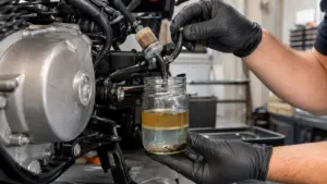 Motocykl zgasł po tankowaniu – woda lub brud w paliwie
